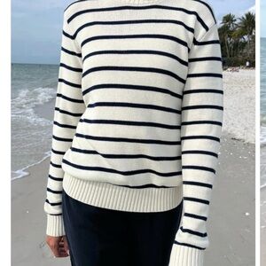 Brandy Melville Navy and White Striped Sweater